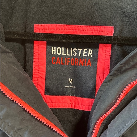 Hollister Navy Jacket with Neon Pink Details original cropped jacket size medium - Picture 2 of 8